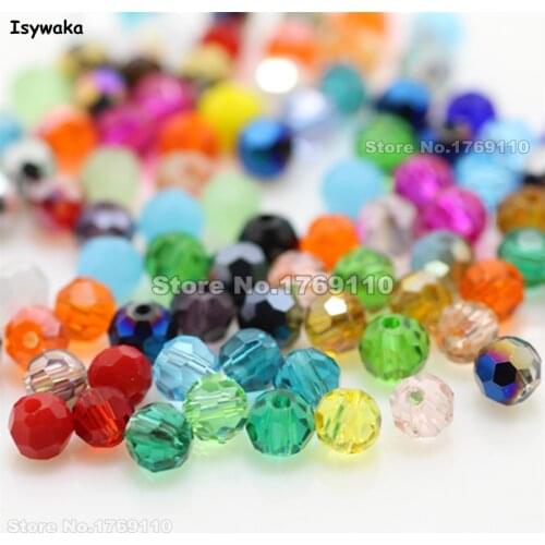 Isywaka Popular Sale Mixed Color 100pcs 4mm Round Austria Crystal Bead Ball Glass Bead Loose Spacer Bead for DIY Jewelry Making