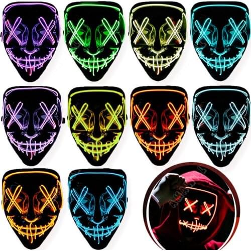 Amawill Halloween LED Glowing Mask Party Accessories Masquerade Cosplay Decorations Horror Mask Halloween Festival Bar Decor