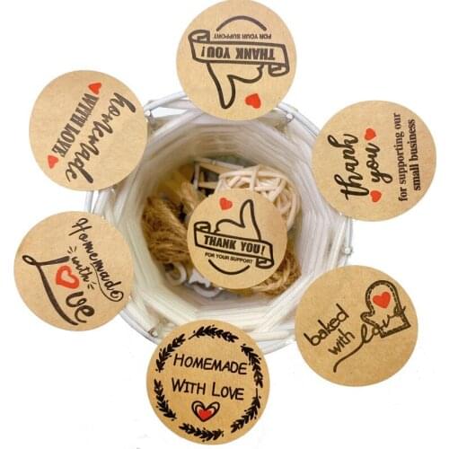 100pcs/lot kraft paper THANK YOU DIY business gift card student reward handmade multifunctional adhesive label sealing sticker