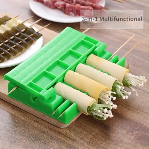 3-in-1 Multifunctional Skewers Fast String Meat Vegetable Skewers Mutton Skewers Machine Barbecue Skewers Barbecue Gadgets bbq