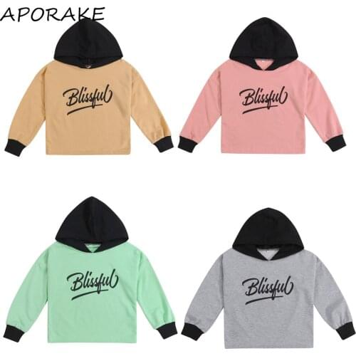 2021 4-9Y Casual Toddler Baby Boy Girl Hoodies Letter Print Patch Long Sleeve Hooded Sweatshirt Top Spring Fall Outwear