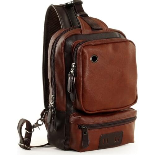 Luxury Brand Leather Men Chest Bag Casual Male Sling Messenger Crossbody Bag For Men Single Shoulder Bag Travel Strap Chest Pack