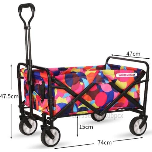 Outdoor Beach Bike Trailer Port Oxford Cloth Shopping Cart With 7 Inch PU Wheels Folding Camping Wagon