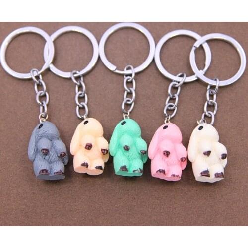 Resin stereo Rabbit Keychains Cute Rabbit Bear Key Chain Rings Holder Trendy Jewelry Bag Accessories Gift