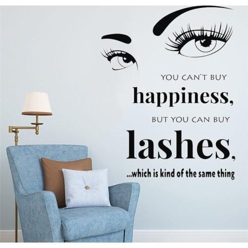 Eyelashes wall sticker Lashes Salon Beauty Women Beautiful Stickers Lash Art Vinyl Decal Makeup Extension room decoration HY27
