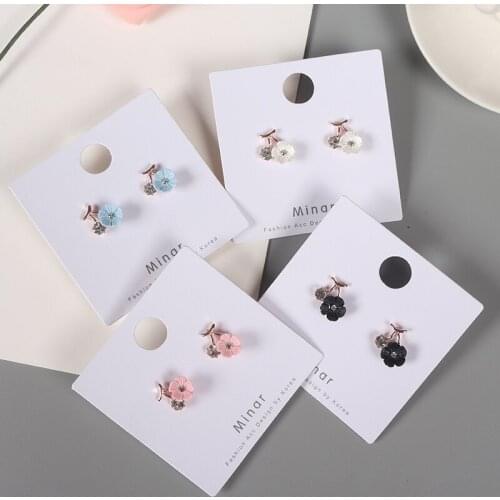 Romantic Cherry Blossom Stud Earrings Spring Summer Flower Earrings Rhinestone Cute Earrings Statement Ear Jewelry Best Gift