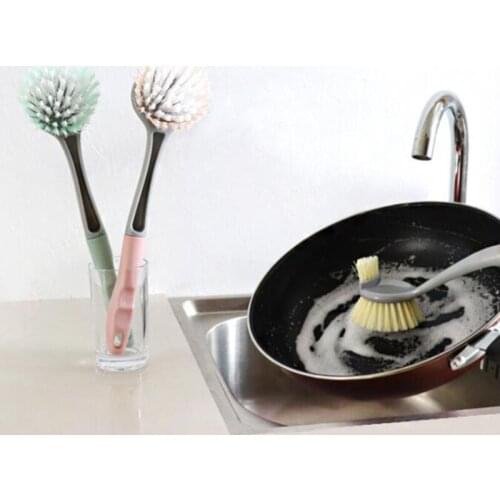 Handheld Cleaning Brush Long-handled Washing Dishes Brush Pot Can Cleaning Brush Kitchen Multifunction Brush