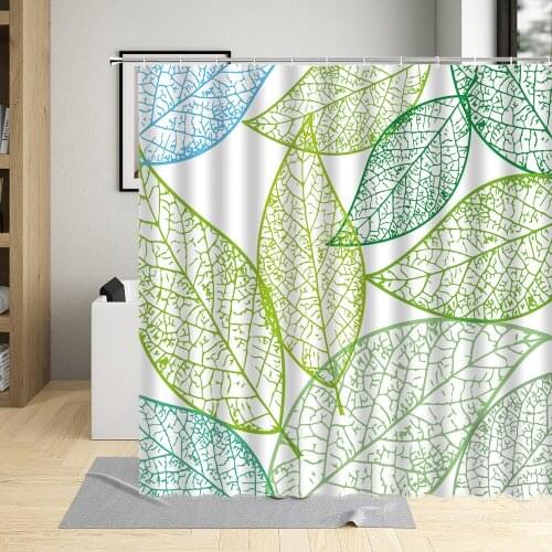 Modern 3D Printing Forest Shower Curtain Green Plant Leaves Tree Landscape Bath Curtain With Hooks Bathroom Waterproof Scenery