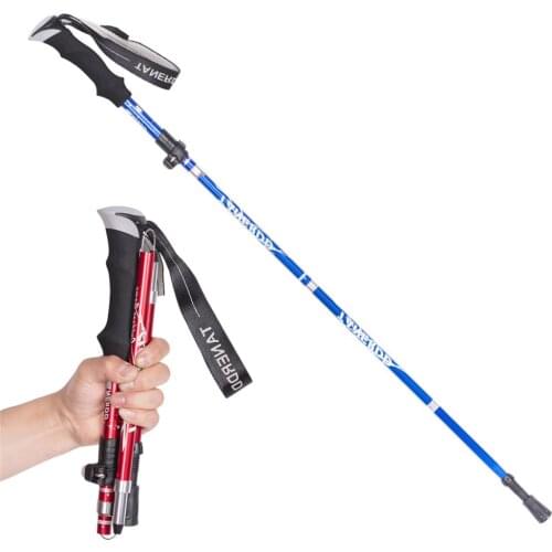 Ultralight Magic Cane Folding Safety Walking Stick 4 Head Pivoting Trusty Base for Old Man or Women T Handlebar Trekking Poles