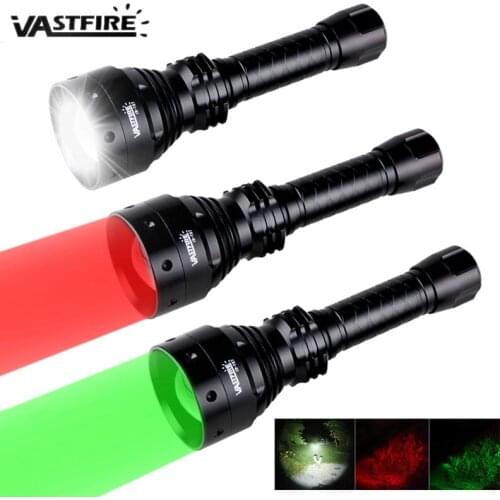 T67 Portable LED Hunting Flashlight LED Torch Lantern White/Red/Green Flashlight 1300-300 LM Hunting Light with 18650 battery