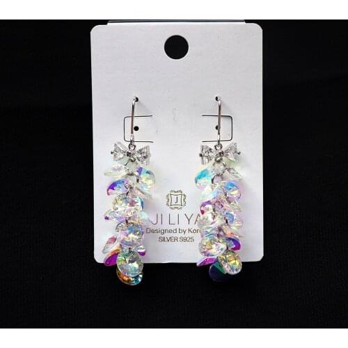 Bling Crystal Beads Hanging Dangle Earrings Prevent Allergy Pendientes Drop Earrings for Women Wedding Bridal Party Jewelry Gift