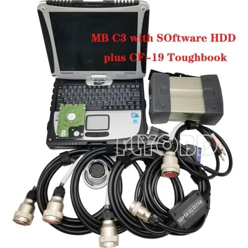 TOP Quality MB STAR C3 Pro Multiplexer OBD Auto diagnostic-Tool STAR C3 pro for Car&Truck with Software HDD Plus Laptop CF-19