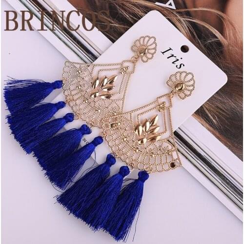 Tassel earrings for women ethnic big drop bohemian 2019 earings fashion jewelry gold big long jewelries drop geometric dangle