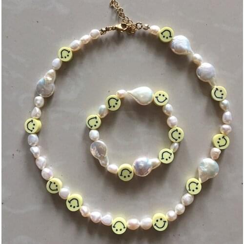 Citrine bileklik amber zilveren armband real natural baroque freshwater pearl smile Smiley bracelets for women perle bracciali