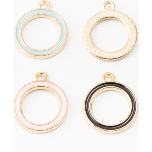 10pcs Enamel Round Charm Pendant For Women Necklace Pendant Making Alloy Beads Fit Bracelet DIY Jewelry Accessory js2152