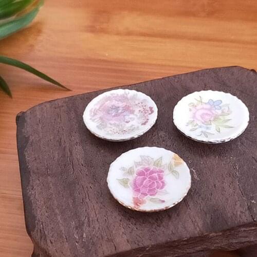 2Pcs 1/12 Mini Dollhouse Porcelain Dishes Play House Toys Miniature Table Decor
