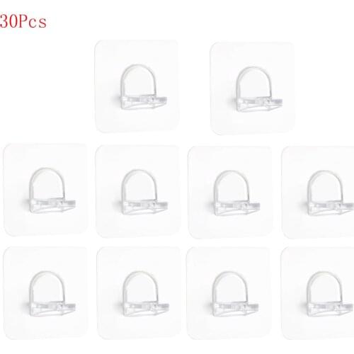 30Pcs Adhesive Wall Hooks Hanger Strong Transparent Hooks Suction Pegs Closet Cabinet Wall Storage Holder For Kitchen Bathroom