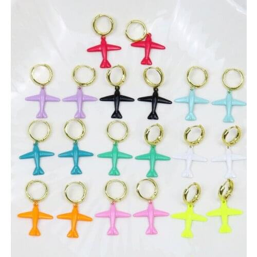 5 Pair Paint Plane earrings Mix color Lovely earrings lovely jewelry earrings fashion Jewelry Gift