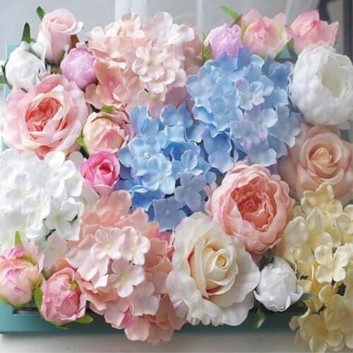 50pcs/lot Upscale Artificial Hydrangea Silk Flower Amazing Colorful Decorative Flower for Wedding Party Birthday DIY Decoration