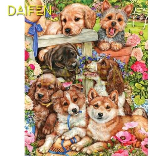 5D DIY Diamond embroidery Cross stitch Dog Full Round Diamond painting Dog garden hat Full Square Diamond mosaic Dog garden hat