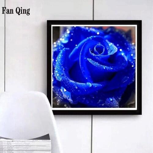 5D DIY Diamond Embroidery Painting with Rhinestone Diamond Painting Blue rose Diamond Flower Home Decoration Picture
