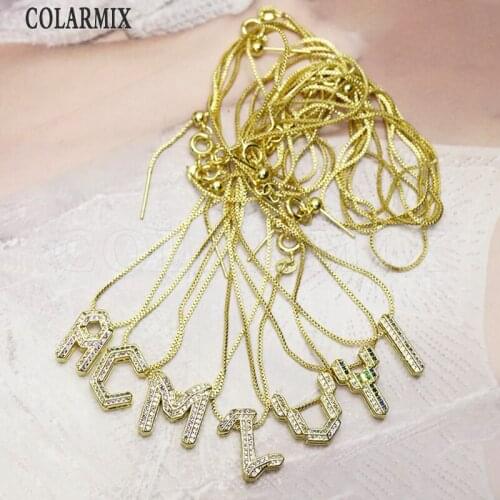 8 Pcs Tiny Zircon letter charms pendant necklace Tiny pendant necklace accessories for women necklace for women New design 7384
