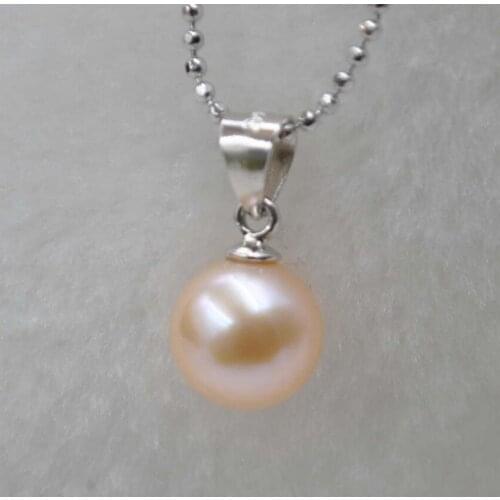 AAA 8.5mm round natural pink genuine pearl pendant jewelry for women