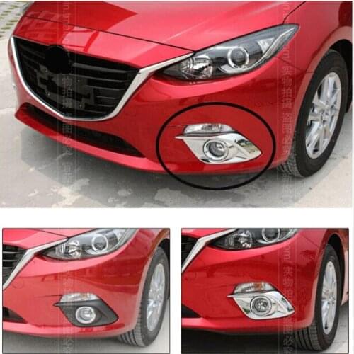 ACCESSORIES FIT FOR MAZDA 3 M3 14-15 CHROME FRONT FOG LIGHT LAMP COVER TRIM BEZEL GARNISH FOGLIGHT BUMPER INSERT RING CAP