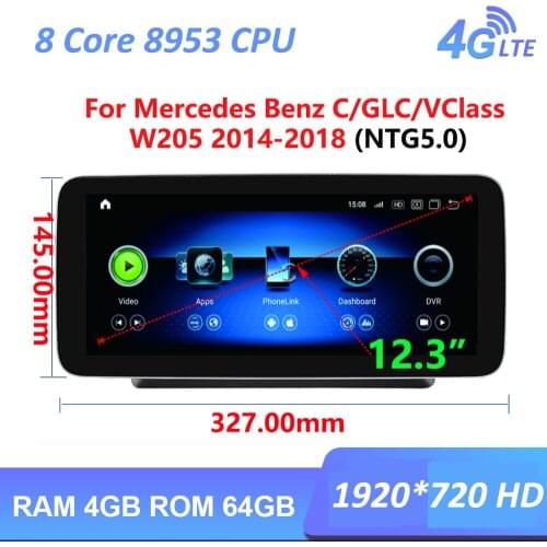 12.3" Android10.0 4G+64G Car radio multimedia Player GPS Navi for Mercedes Benz 2016 2017 2018 2019 C/GLC/V Class W639/X253/W205