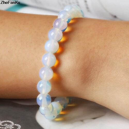 Moonstone Strand Bracelet Opal Bracelets Beads Men Women Beaded Jewelry Femme Bijoux Love Diy Natural Stone Crystal Trendy Gifts