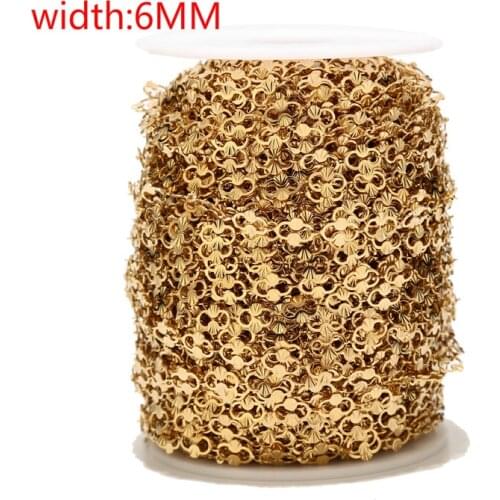 1M Top Quality 6mm Width Gold/Silver Tone Stainless Steel flower Link Chains Bulk For DIY Jewelry Craft Making Necklaces New