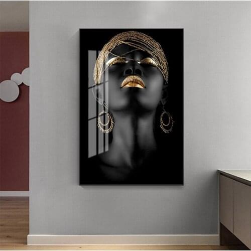 Contemplator Black African Woman Oil Painting on Canvas Posters and Prints Scandinavian Wall Art Picture for living room