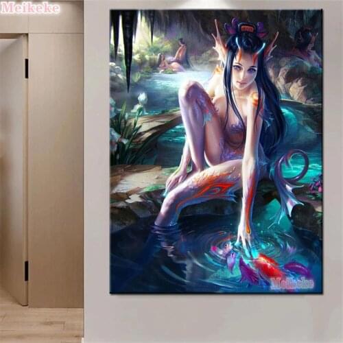 Home Decoration Art Diy 5d Diamond Painting Cartoon Witch Cross Stitch Resin Diamond Embroidery Mural Decoration