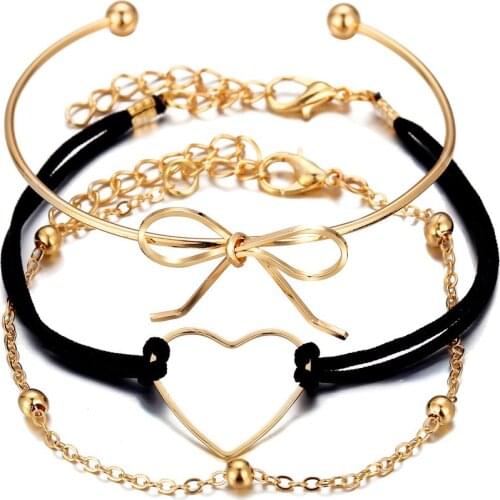 DoreenBeads Vintage Rope Bracelets for Women Infinity Symbol Sun Circle Heart Charm Bracelet Set Beach Jewelry Accessories,1 Set