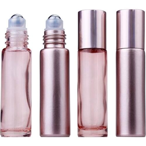 100PC 10ML Pink Color Thick Glass Roll on Essential Oil for DoTERRA Empty Perfume Bottle Roller Ball Bottle for Travel Small Jar