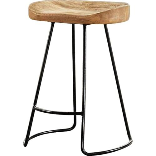 H Modern simple iron foot stool surface solid wood bar stool home high chair coffee shop cold drink shop bar stool