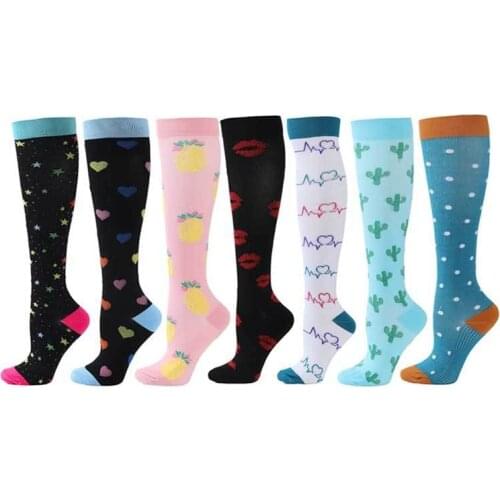 Compression Stocking Animal Fruit Running Sport Socks Varicose Veins Blood Circulation Pressure Edema Compression Socks