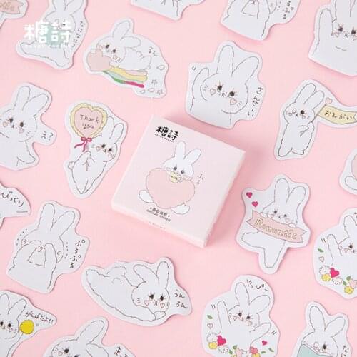 Candy poetry cream rabbit mini paper diary sticker Scrapbooking Decoration label 1 lot = 1 pack = 45 pcs