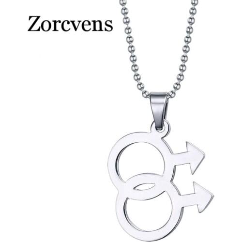 Modyle Fashion Stainless Steel Necklace & Pendants Gay Pride Male Symbol Men Jewelry Wholesale