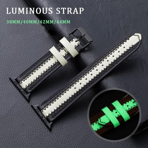 Leather Luminous Link for Apple Watch Band 40mm 44mm 42mm 38mm 42 mm Loop Bracelet IWatch Series 6 5 4 3 SE Strap Correa