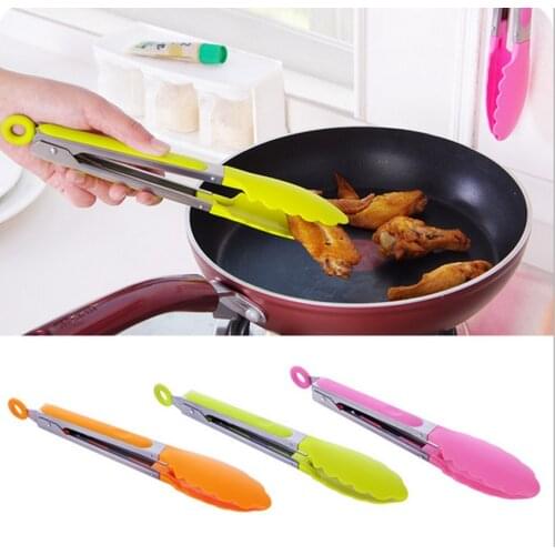 Best Quality Plastic Kitchen Cooking Salad Serving BBQ Tongs Stainless Steel Handle Utensil