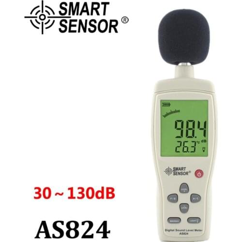 Mini Digital Decibel Measuring Instruments 30~130 DBA 35~130dBC Bedroom Sound Level Meter AS824 Decibel Sound Pressure Tester