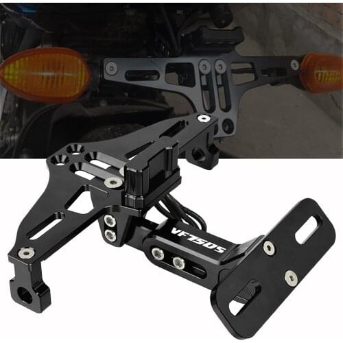 CNC Alumium Frame Motorcycle License Number Plate Holder Bracket With Led Light Adjustable For Honda VF750S SABRE 1982-1986 1985