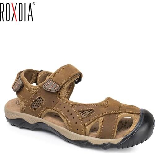 ROXDIA plus size 39-48 genuine cow leather men sandals summer for mens gladiator sandal fashion male beach shoes RXM047
