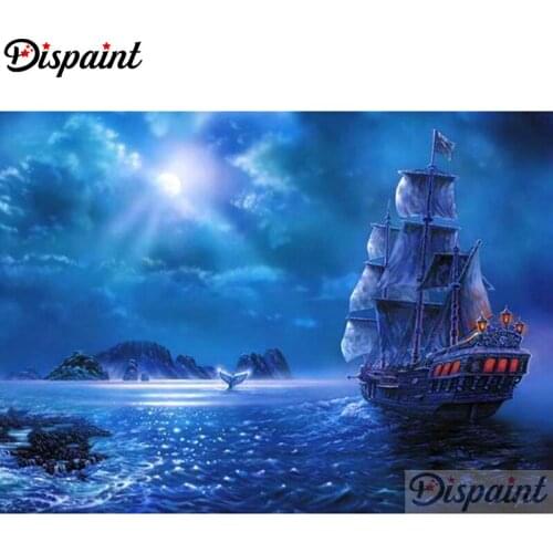 Dispaint Full Square/Round Drill 5D DIY Diamond Painting "Sailing night view" Embroidery Cross Stitch 3D Home Decor A10613