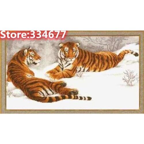 Amur Tigers Animal Sewing kit Top Quality Embroidery Needlework Print 14CT Unprinted Art Cross Stitch Kits DIY Handmade Decor