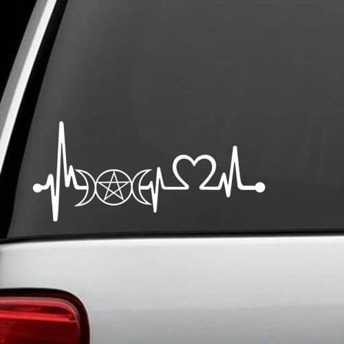 For Greek Triple Goddess Pagan Wiccan Heartbeat Lifeline Decal Sticker Surface Car Styling