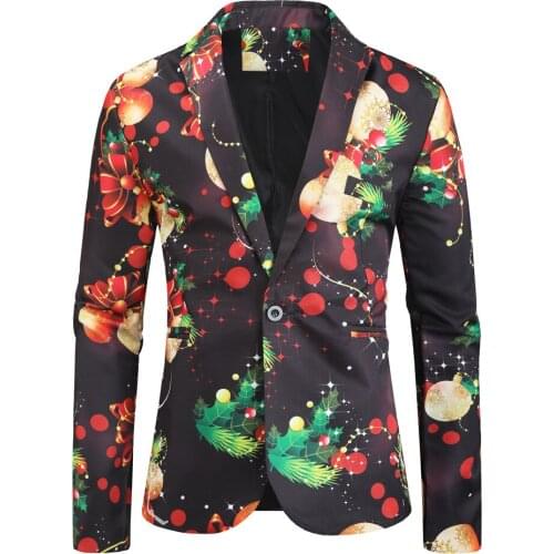 New mens casual suit 3D printing Christmas J Festival suit jacket mens suit jacket blazers