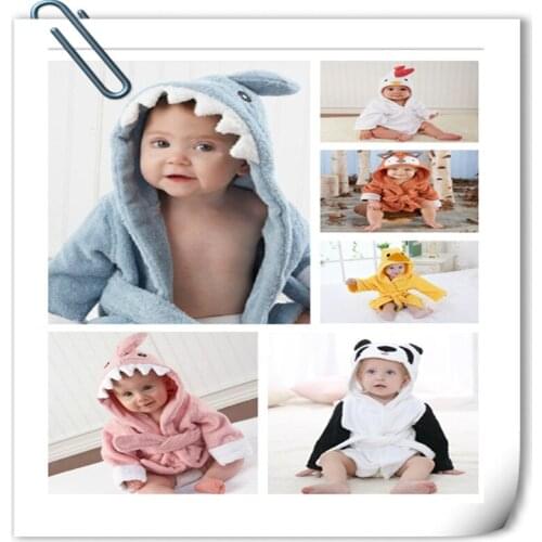 2-6 year Baby Robe Cartoon Hoodies Girl Boys Sleepwear Good Quality Bath Towels Kids Soft Bathrobe Pajamas Childrens Clothing