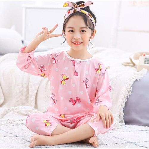 Kids Sleepwear For Boys Girl Spring Autumn Children Homewear Pajamas Nightwear 2-13Y Three Quarter Sleeve Cotton Clothes Sets